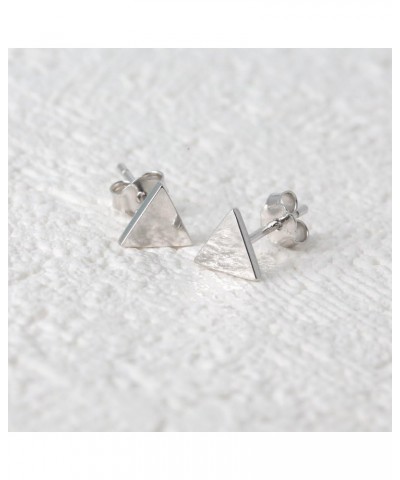 14K Gold Plated Dainty Tiny Bar, Ball, Trio Ball, Delta, Circle Disc and Heart Stud Earrings Delta - White $9.84 Earrings