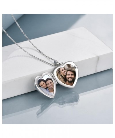 Sterling Silver Heart Lockets Necklace That Holds Pictures Jewelry for Women Girls Photo Necklace for Birthday Gifts B-Cresce...