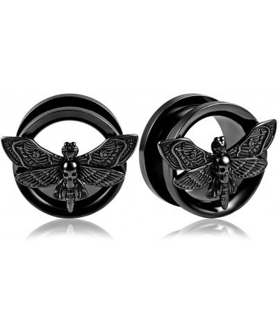 2 PCS Stainless Steel Skull Butterfly Plugs and Tunnels Ear Gauge Stretcher Plug Jewelry Piercing Gauges 8mm-19mm 22mm(7/8") ...