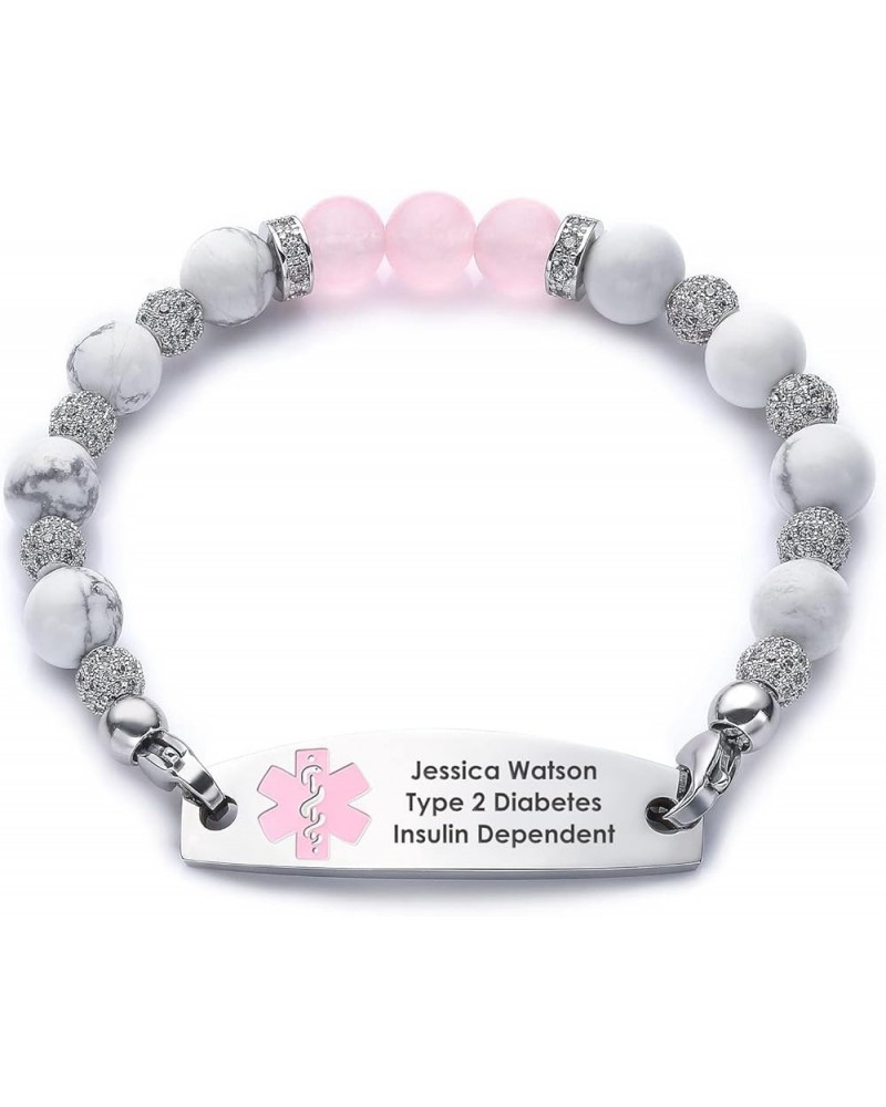 Personalized Medical Alert Bracelets for Women Men Free Engraving Emergency Medical ID Bracelets for Men Interchangeable Bead...