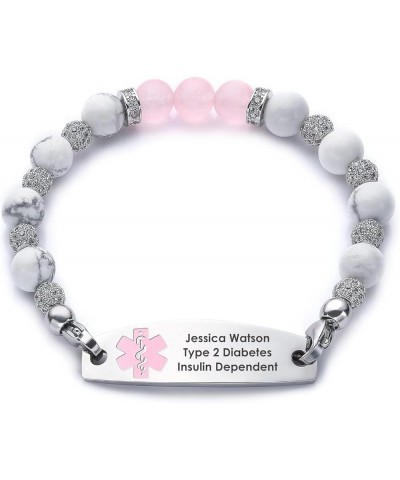 Personalized Medical Alert Bracelets for Women Men Free Engraving Emergency Medical ID Bracelets for Men Interchangeable Bead...