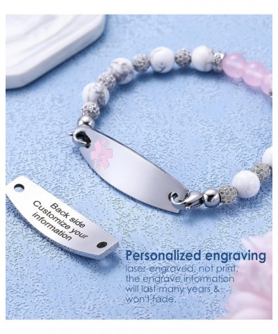 Personalized Medical Alert Bracelets for Women Men Free Engraving Emergency Medical ID Bracelets for Men Interchangeable Bead...