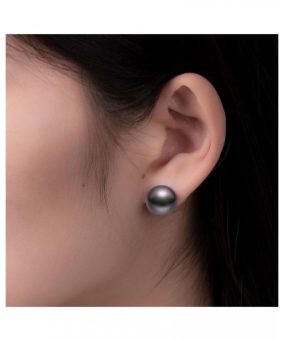 Freshwater Real Pearl Stud Earrings Quality Pearl Earrings for Women 11.0-12.0mm Black-Gold $19.40 Others