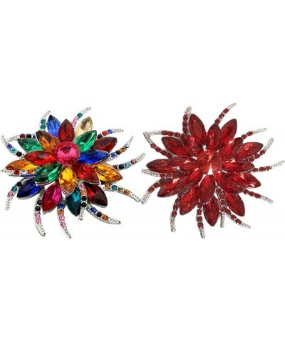 Women's Austrian Crystal Brooch Wedding Flower Leaf Bouquet Brooch 2-Red Multicolor $9.53 Others