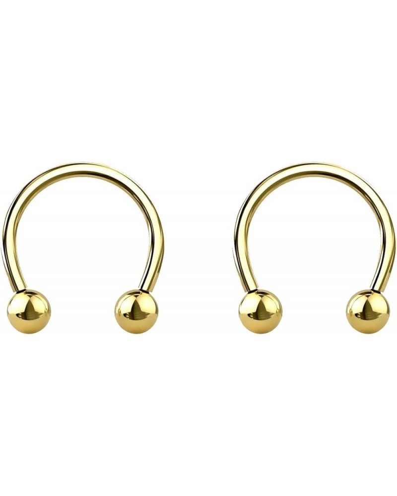 16g Implant Grade Titanium Horseshoe Septum Nose Ring Hoop Internally Threaded Circular Barbells Helix Daith Cartilage Earrin...