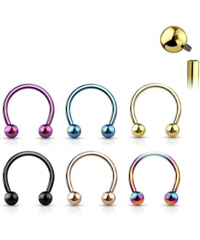 16g Implant Grade Titanium Horseshoe Septum Nose Ring Hoop Internally Threaded Circular Barbells Helix Daith Cartilage Earrin...