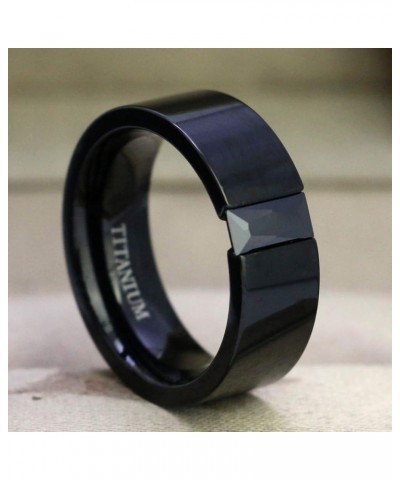 Couple Ring Bridal Sets His And Hers Women Black Gold Filled Square CZ Men Titanium Band Wedding Ring Band Set women's size 8...