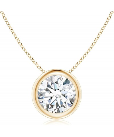 Bezel-Set Round Shape Lab-Grown Diamond Solitaire Pendant in 14K Solid Gold/Platinum for Women | April Birthstone Jewelry for...