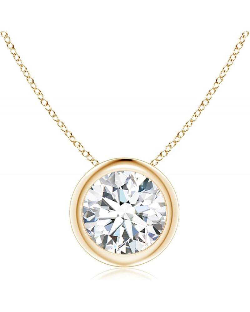 Bezel-Set Round Shape Lab-Grown Diamond Solitaire Pendant in 14K Solid Gold/Platinum for Women | April Birthstone Jewelry for...