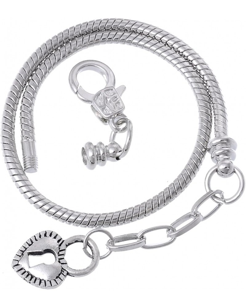 10pcs 9" Lobster Clasp Heart Lock Pendant Snake Chain European Charm Bracelet Silver Tone 23 CM Model 112 Silver $12.31 Brace...