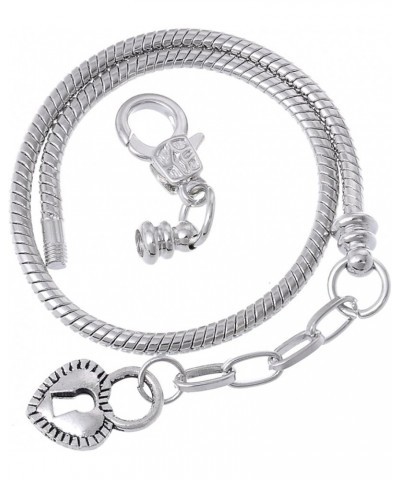 10pcs 9" Lobster Clasp Heart Lock Pendant Snake Chain European Charm Bracelet Silver Tone 23 CM Model 112 Silver $12.31 Brace...