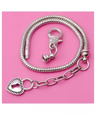 10pcs 9" Lobster Clasp Heart Lock Pendant Snake Chain European Charm Bracelet Silver Tone 23 CM Model 112 Silver $12.31 Brace...