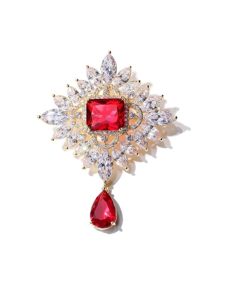 Austrian Crystal Brooch Sparkling Rhinestone Brooch 18k Gold-Plated Birthstone Lapel Pin Jewelry Birthday Gifts for Women Squ...