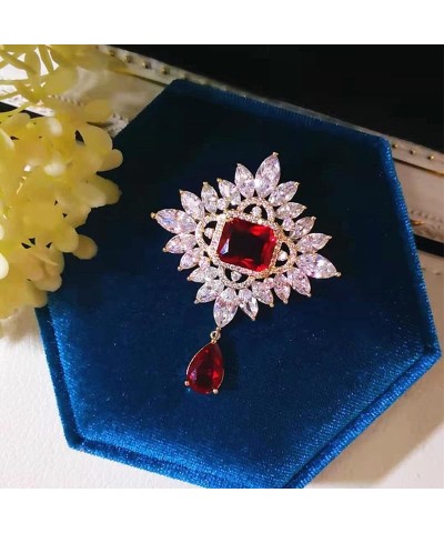 Austrian Crystal Brooch Sparkling Rhinestone Brooch 18k Gold-Plated Birthstone Lapel Pin Jewelry Birthday Gifts for Women Squ...