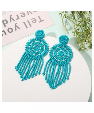 Beaded Earrings for Women, Long Beaded Tassel Earrings Bohemia Beaded Drop Earrings Statement Summer Beach Accessories Holida...