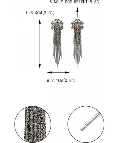 Star Tassel Earrings for Women Girls, Rhinestone Crystal Long Waterfall Beaded Fringe Chandelier Dangle Drop Statement Earrin...