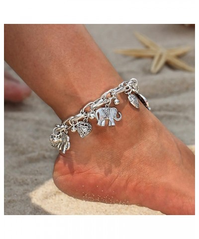 Ankle Bracelets for Women Vintage Elephant Heart Bracelet Bohemian Love Heart Elephant Animal Tassel Anklet Bracelets Charmin...