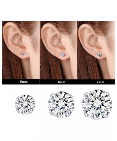 3 Pairs Cubic Zirconia Stud Earrings Set Hypoallergenic Round Fashion Jewelry Daily Use Anniversary Valentine Birthday Gift f...