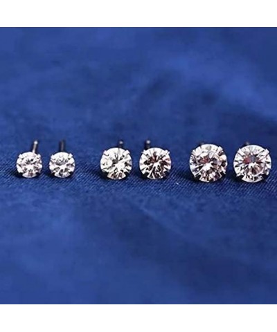 3 Pairs Cubic Zirconia Stud Earrings Set Hypoallergenic Round Fashion Jewelry Daily Use Anniversary Valentine Birthday Gift f...