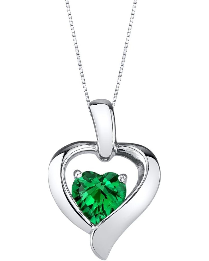 Sterling Silver Heart in Heart Solitaire Pendant Necklace for Women in Various Gemstones, Heart Shape 6mm, with 18 inch Itali...