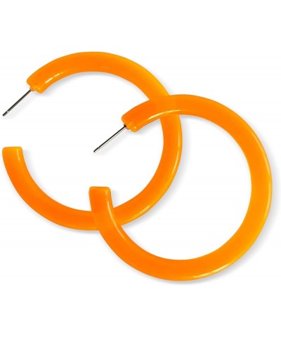 Neon Colored Opaque Circular Hoop Earrings Neon Orange $8.24 Earrings