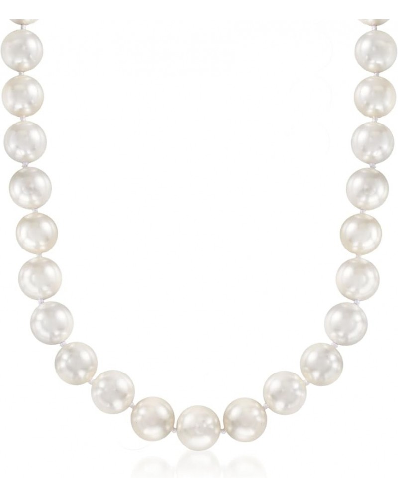 13.5-14mm Shell Pearl Necklace With Sterling Silver 20.0 Inches $52.08 Necklaces