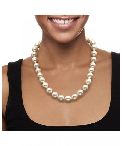 13.5-14mm Shell Pearl Necklace With Sterling Silver 20.0 Inches $52.08 Necklaces