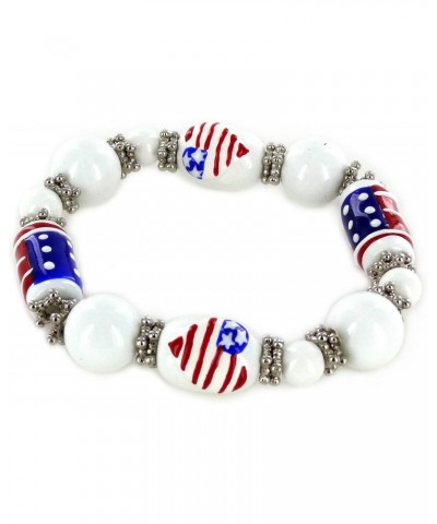 Linpeng IUP08-3 Patriotic Glass Beads Stretch Bracelet $5.77 Bracelets