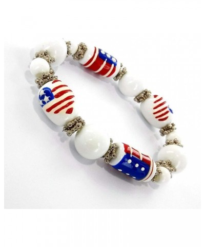 Linpeng IUP08-3 Patriotic Glass Beads Stretch Bracelet $5.77 Bracelets