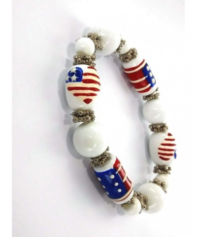 Linpeng IUP08-3 Patriotic Glass Beads Stretch Bracelet $5.77 Bracelets