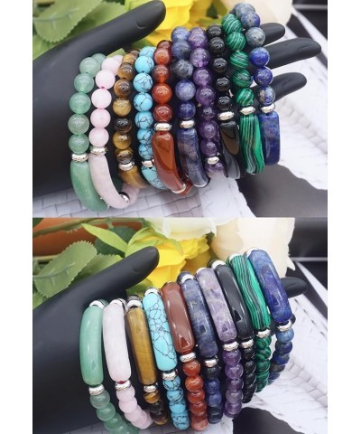 8mm Crystal Stone Beads Stretch Bracelet Womens Handmade Lucky Stone Bracelets Pink Green Blue Red Black 2 $7.27 Bracelets