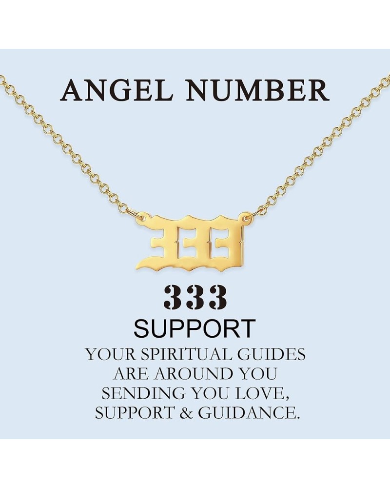 18k Gold Plated Stainless Steel Angel Number Necklaces Gold Necklace for Women Girls 333 $6.55 Necklaces