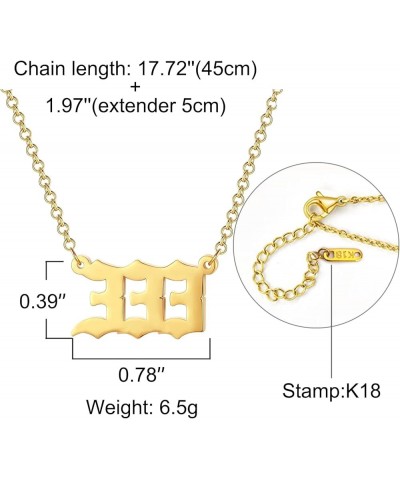 18k Gold Plated Stainless Steel Angel Number Necklaces Gold Necklace for Women Girls 333 $6.55 Necklaces