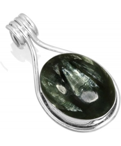 925 Sterling Silver Handmade Pendant for Women 12x16 Oval Gemstone Costume Silver Jewelry for Gift (99560_P) Seraphinite $18....