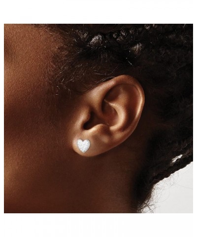 Sterling Silver Rhodium-plated Polished Hammered Heart Stud Earrings for Women $25.28 Earrings