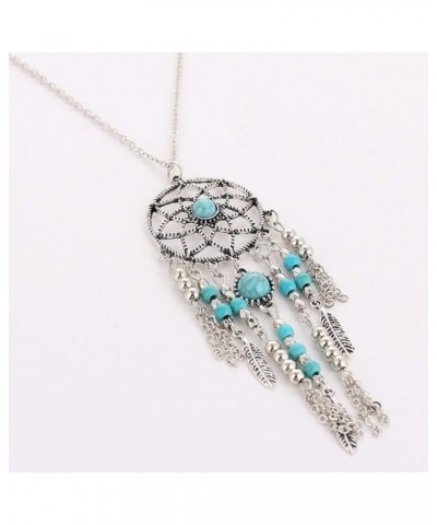 Necklace Chain for Women Girls, Boho Dreamcatcher Feather Turquoise Tassel Chain Charm Necklace Women Jewelry Pendant Necklac...