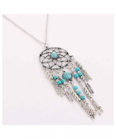 Necklace Chain for Women Girls, Boho Dreamcatcher Feather Turquoise Tassel Chain Charm Necklace Women Jewelry Pendant Necklac...