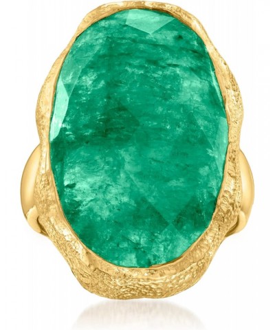 16.00 Carat Emerald Ring in 18kt Gold Over Sterling $41.60 Rings