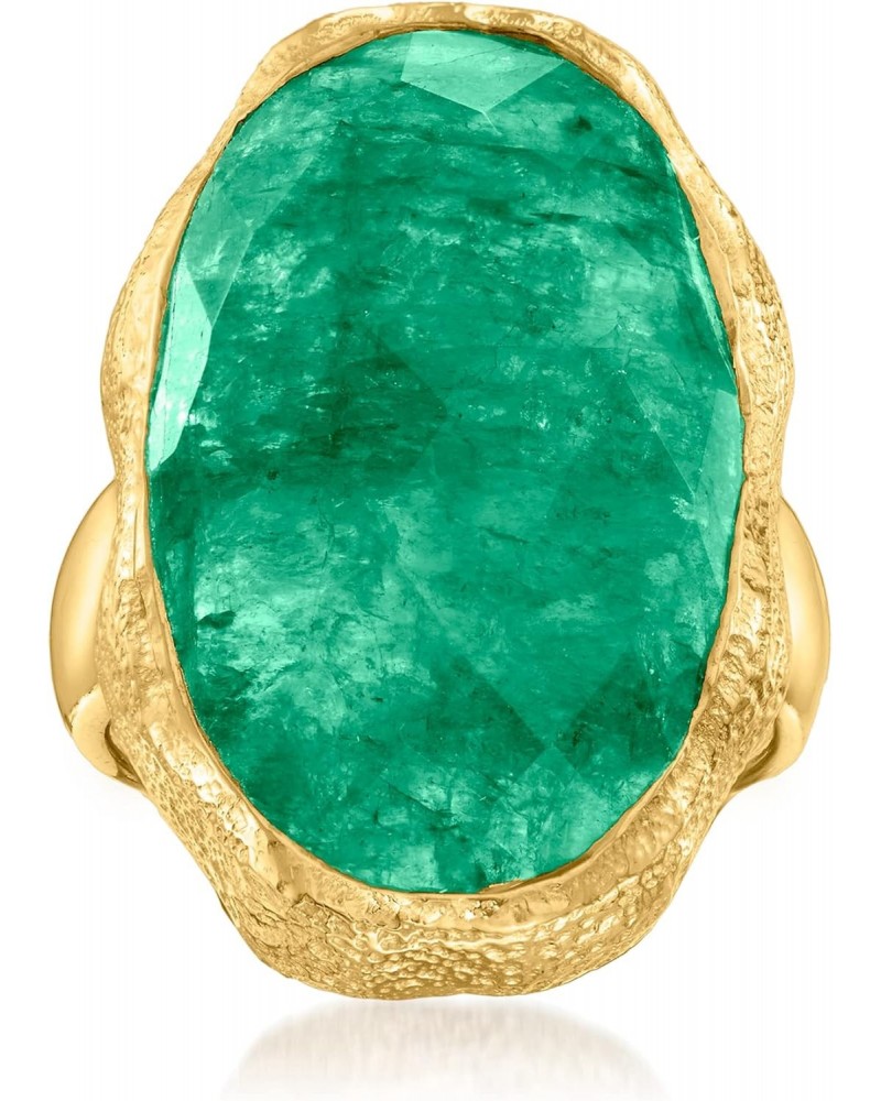 16.00 Carat Emerald Ring in 18kt Gold Over Sterling $41.60 Rings