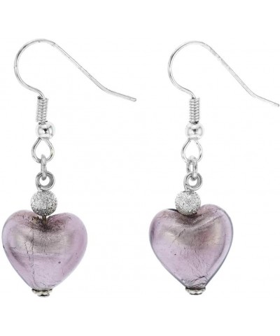 GlassOfVenice Murano Glass Heart Earrings - Light Purple $17.58 Earrings