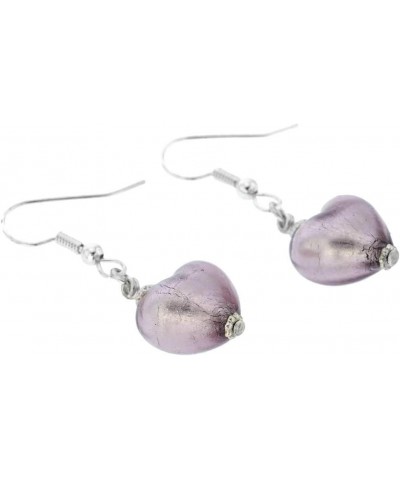 GlassOfVenice Murano Glass Heart Earrings - Light Purple $17.58 Earrings