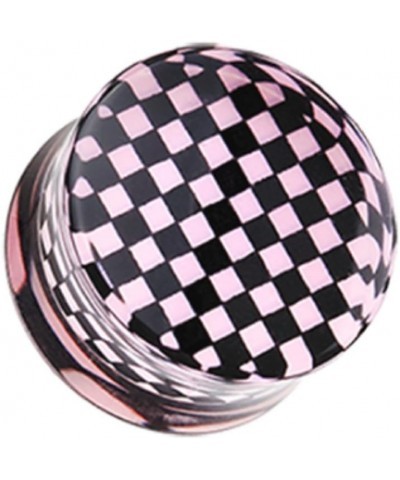 Classic Checker Inlay Double Flared Ear Gauge Plug (Sold by Pair) 1", Pink $13.19 Body Jewelry