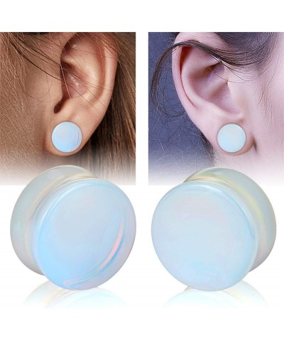 2PCS Stone Ear Plugs Tunnels Saddle Expander Body Piercing Set Gauges 2g-1'' Opal Protein Stone $8.57 Body Jewelry