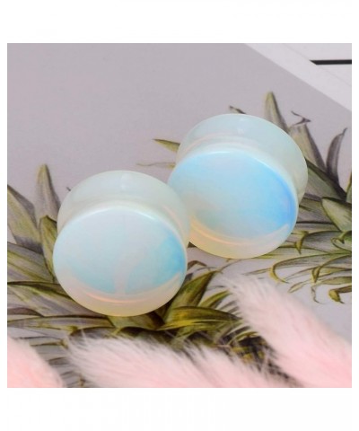 2PCS Stone Ear Plugs Tunnels Saddle Expander Body Piercing Set Gauges 2g-1'' Opal Protein Stone $8.57 Body Jewelry