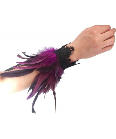 Real Nature Feather Cuffs for Game Party Halloween Pack of 2 Z1-purple $9.77 Bracelets