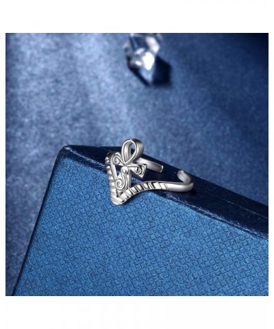 Ankh Cross Rings Adjustable Ring Silver/18K Gold/Black Gun Plated Horizontal/Erected Ankh Cross Open Ring for Men and Women S...