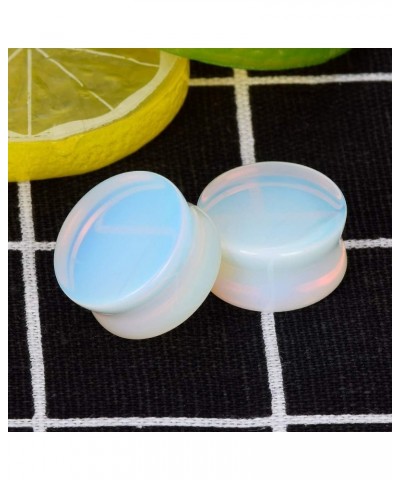 2PCS Stone Ear Plugs Tunnels Saddle Expander Body Piercing Set Gauges 2g-1'' Opal Protein Stone $8.57 Body Jewelry