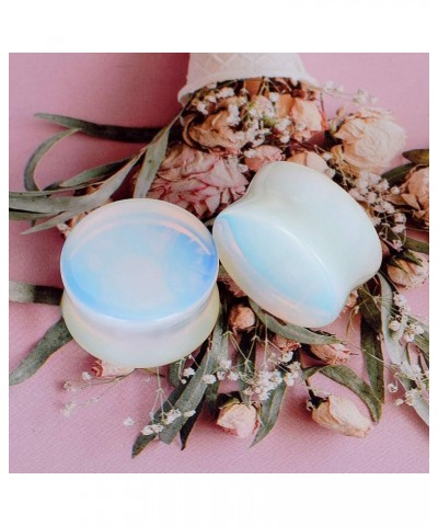 2PCS Stone Ear Plugs Tunnels Saddle Expander Body Piercing Set Gauges 2g-1'' Opal Protein Stone $8.57 Body Jewelry