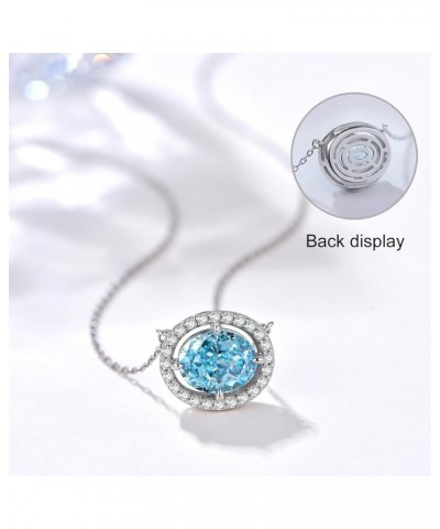 3ct 925 Sterling Silver Oval Dainty Cubic Zirconia Halo Necklace Crushed Ice Cut CZ Diamond Pendant 12 Month Birthstone Neckl...