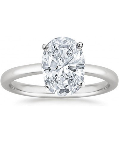 14K White Gold 2 Carat Lab Grown Solitaire Oval Cut IGI CERTIFIED Diamond Engagement Ring (2 Ct,D-E Color VS1-VS2 Clarity) Pl...